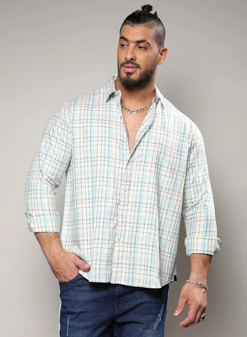 Instafab Plus Men's Cosmic Yellow Tartan Plaid Shirt For Casual Wear | Spread Collar | Long Sleeve | Button Closure | Shirt Crafted With Comfort Fit For Everyday Wear