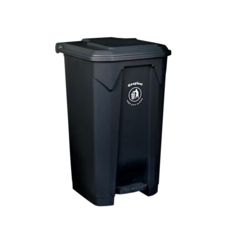 Plastic Pedal Dustbin with Plastic Feet Pedal Strong Lightweight Garbage Bin for Home, Office, Hotels, Hospitals Outdoor Waste Management - Black - Image 3