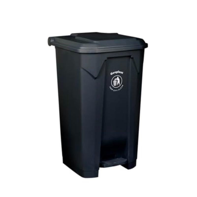 Plastic Pedal Dustbin with Plastic Feet Pedal Strong Lightweight Garbage Bin for Home, Office, Hotels, Hospitals Outdoor Waste Management - Black - Image 4