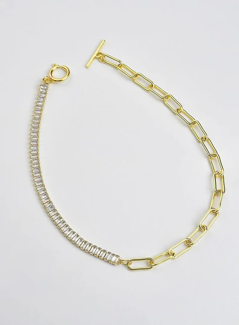 SOHI Gold Plated Stone Necklace