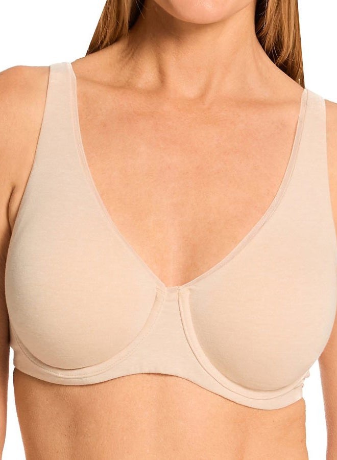 Women's, Cotton Collection 2-ply Underwire Bra, Moisture-Wicking, Full Coverage, Convertible Straps, Tropical Sands Heather, 95E