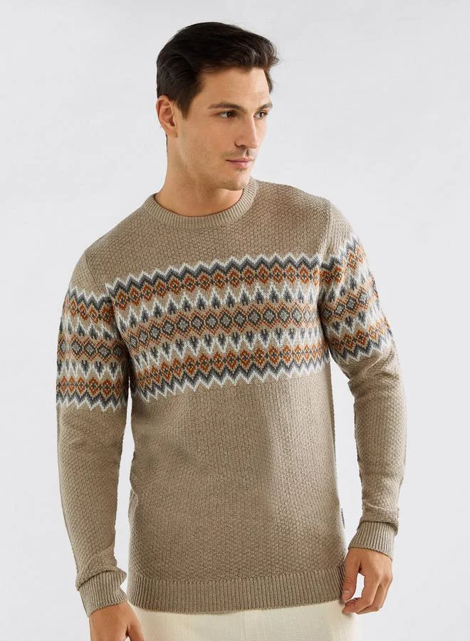 سبلاش فيڤ كنزة بارزة الملمس بياقة ضيقة وأكمام طويلة