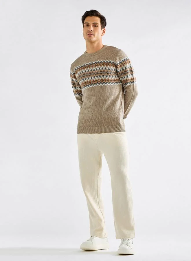 سبلاش فيڤ كنزة بارزة الملمس بياقة ضيقة وأكمام طويلة