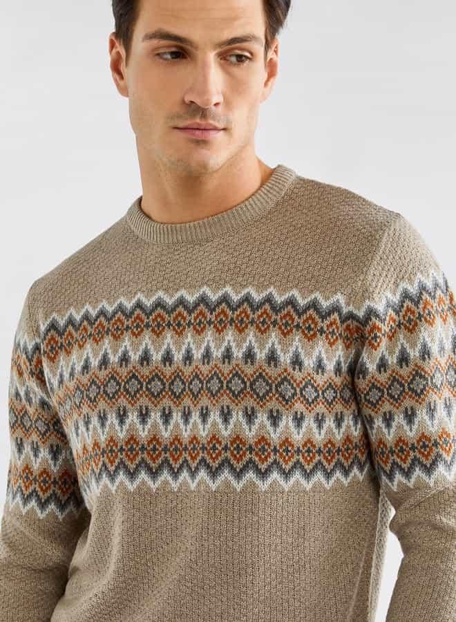 سبلاش فيڤ كنزة بارزة الملمس بياقة ضيقة وأكمام طويلة - Image 4