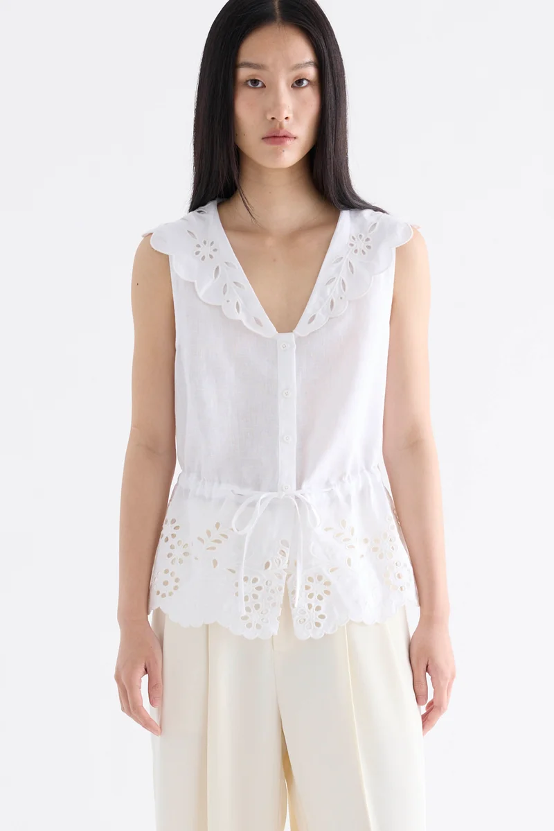 The Editor's Market Zoe Lace Waist-Tie Top