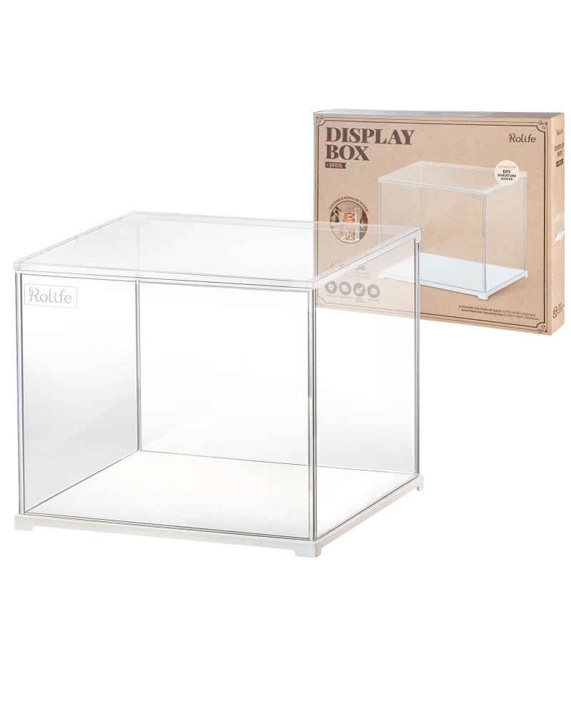 Rolife Dust Cover for Miniature House Building Sets Dsplay Case, Stackable Acrylic Display Box for Collectibles Storage Box with Door Dustproof Prevention (10.6x8.6x8.5inch) - Image 1