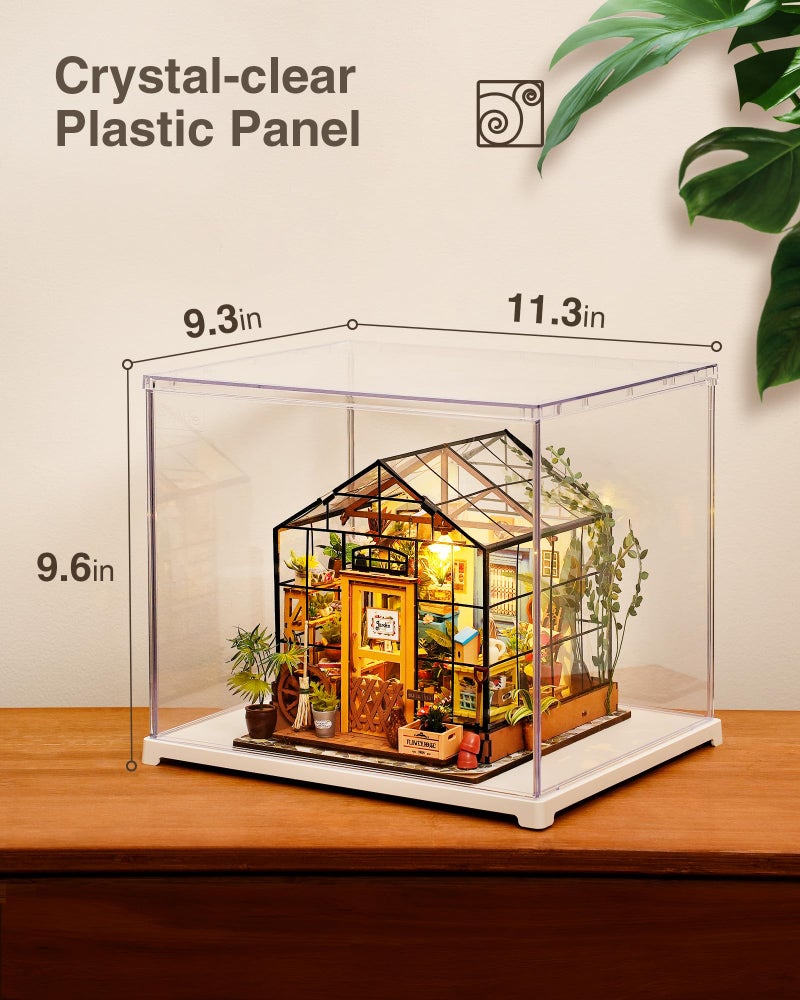 Rolife Dust Cover for Miniature House Building Sets Dsplay Case, Stackable Acrylic Display Box for Collectibles Storage Box with Door Dustproof Prevention (10.6x8.6x8.5inch) - Image 2