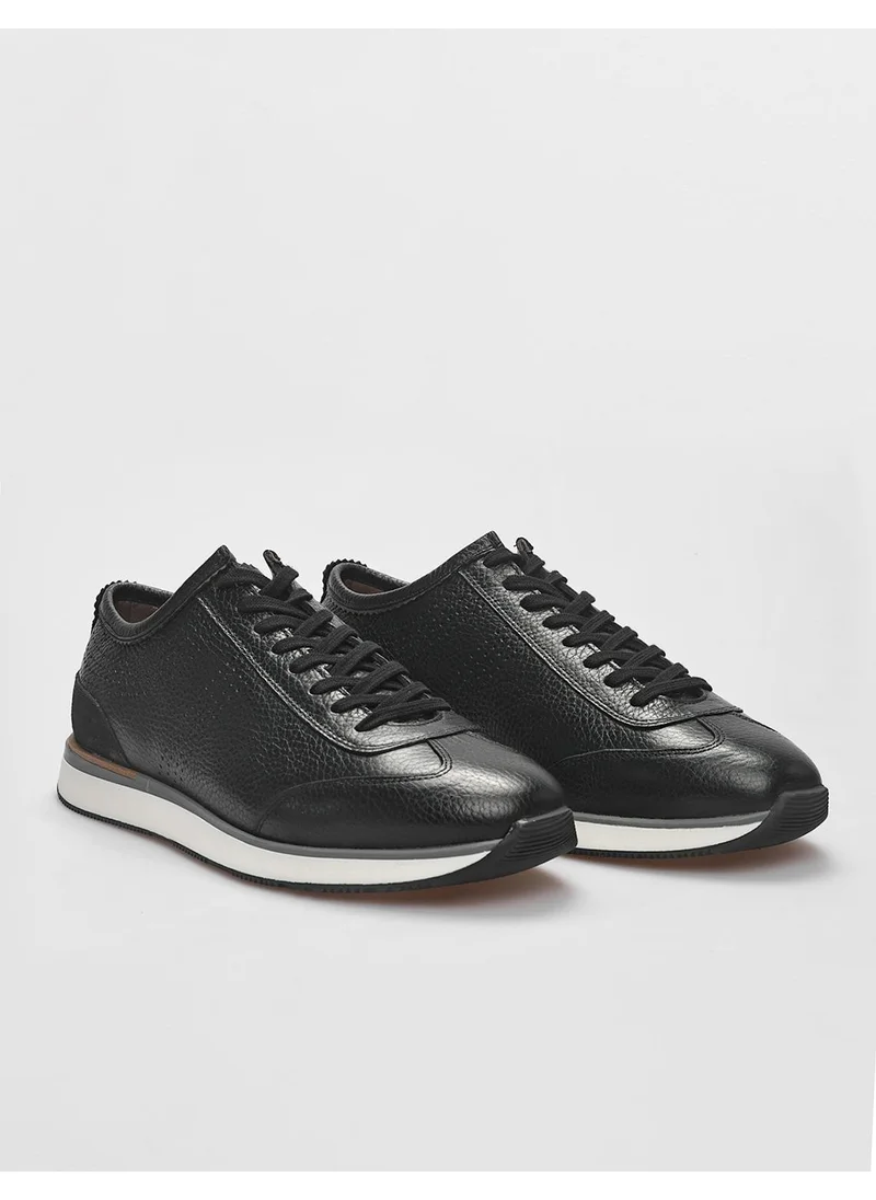 Cabani Leather Black Lace-Up Men's Sports Shoes