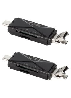 Excefore 5 in 1 SD Card Reader for Android, USB C and USB 2.0, Micro SD Card to USB Adapter, Portable Memory Card Reader for PC Phone Pads (Black 2 Pack)  - Image 1