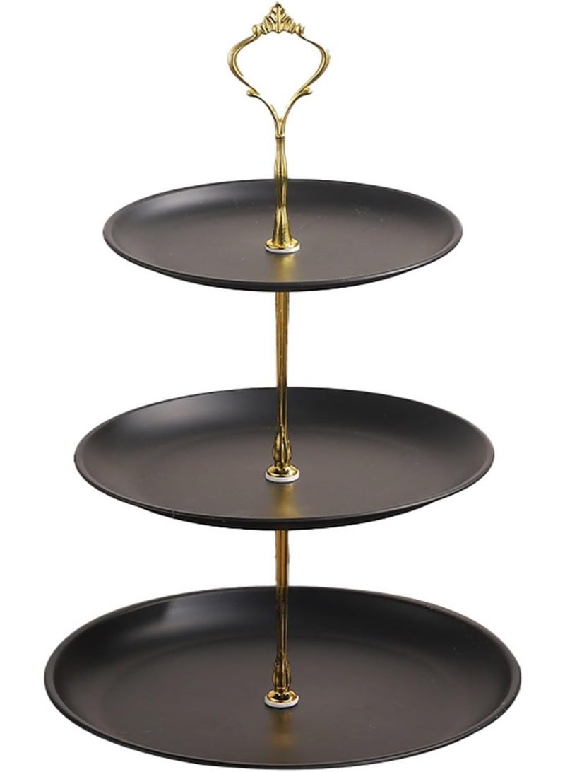 Arabest Cupcake Display Stands 3 Tier Serving Tray Platters Stainless Steel Cup Cake Tower for Birthday Party Wedding Dessert Cookie Candy(Black and Gold) - Image 1