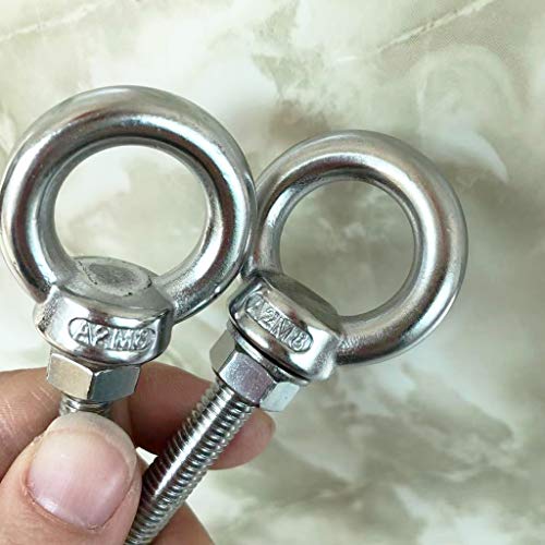 AIVOOF Shoulder Eye Bolt, 4 Pack M8 Stainless Steel Eye Bolts 4" Heavy Duty EyeBolts Screws in Eye Hooks with Washer and Nuts for Lifting and securing Cables Wires, Long Shank Thread Length 100mm - Image 3