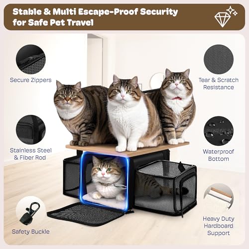 SHARLOVY Top and 2 Sides Expandable Pet Carrier 17x11x9.5, TSA Airline Approved Small Dog Carriers for Small Dogs, Soft-Sided Cat Carrier with Self-Locking Zippers for Kitten,Rabbit, Puppy, Guinea Pig Black - Image 5