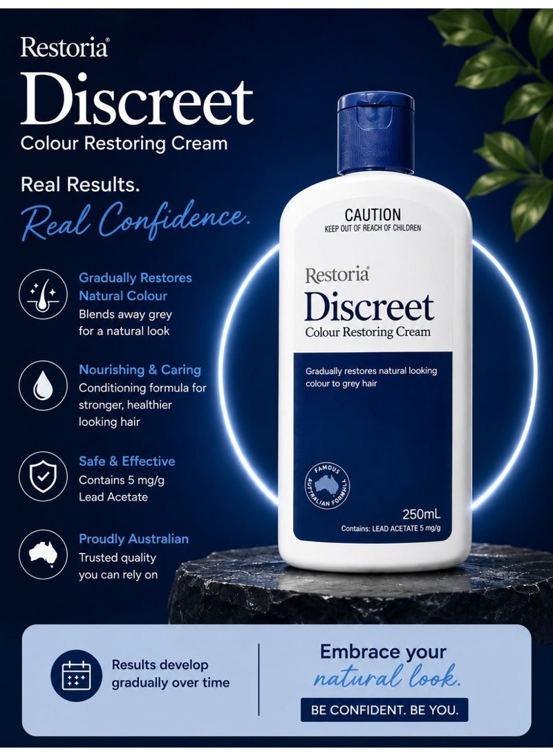 Restoria Discreet Colour Restoring Cream for Grey Hair, Gradual Hair Colour Restorer, Anti Grey Hair Cream for Men & Women, Natural Looking Hair Cream, Hair Darkening Cream, Daily Hair Care Treatment, 250ml - Image 5