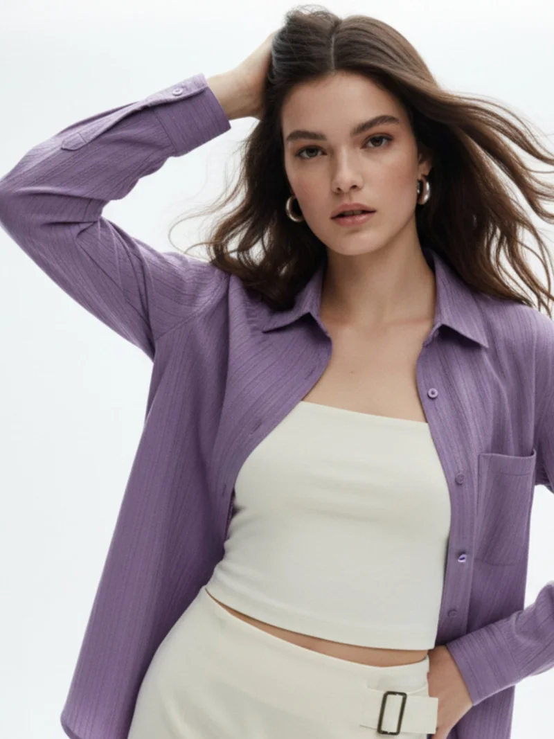 Outzidr  Purple Relaxed Fit Shirt for Women | Best Price UAE