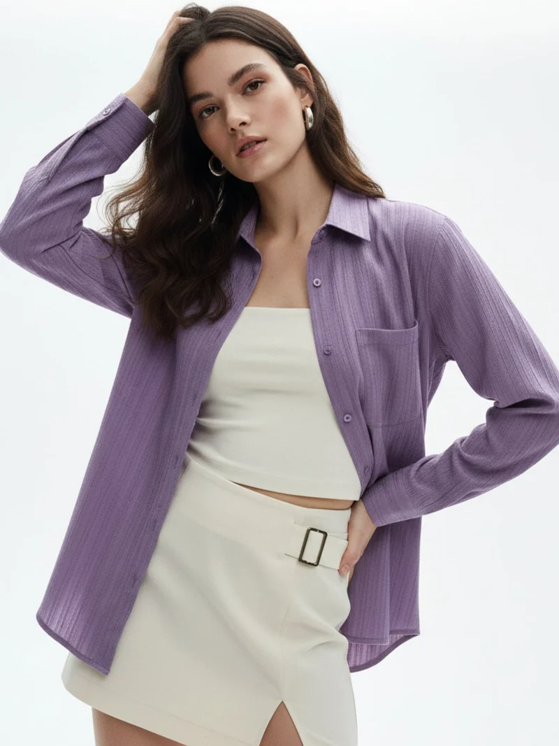 Outzidr  Purple Relaxed Fit Shirt for Women | Best Price UAE