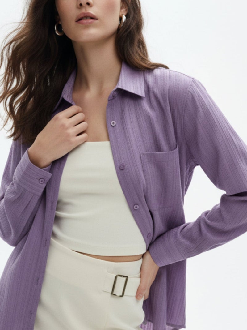 OUTZIDR Purple Relaxed Fit Shirt - Image 2