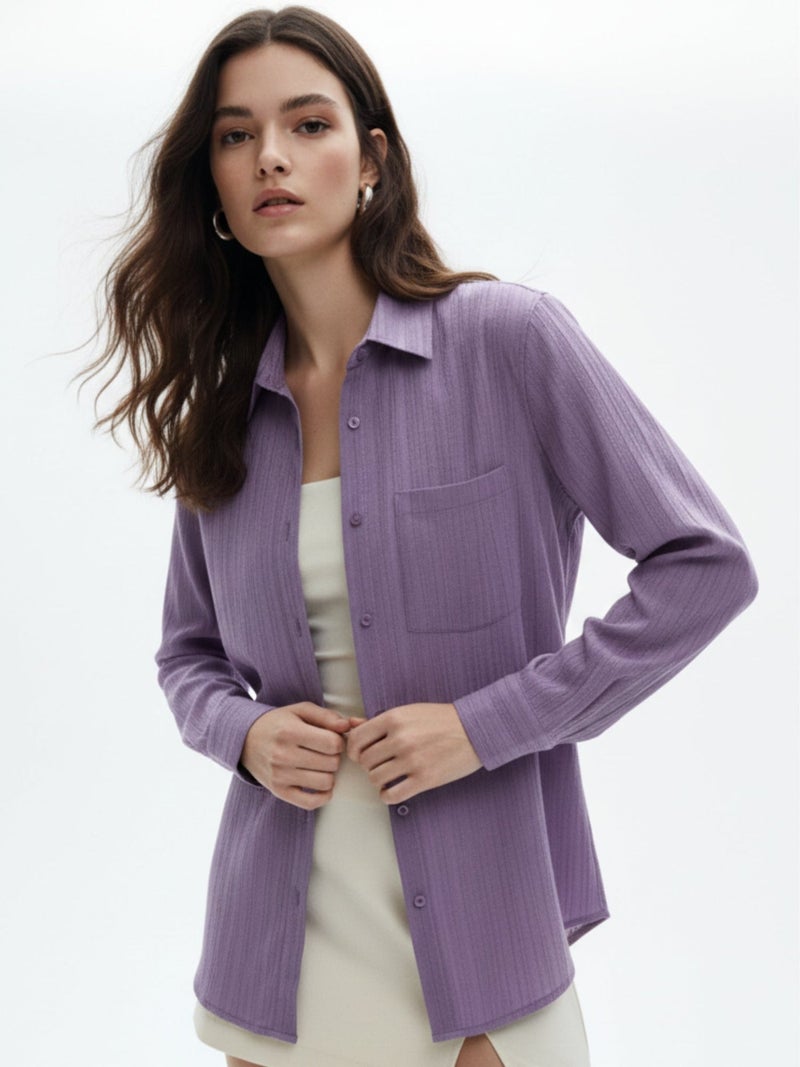OUTZIDR Purple Relaxed Fit Shirt - Image 1