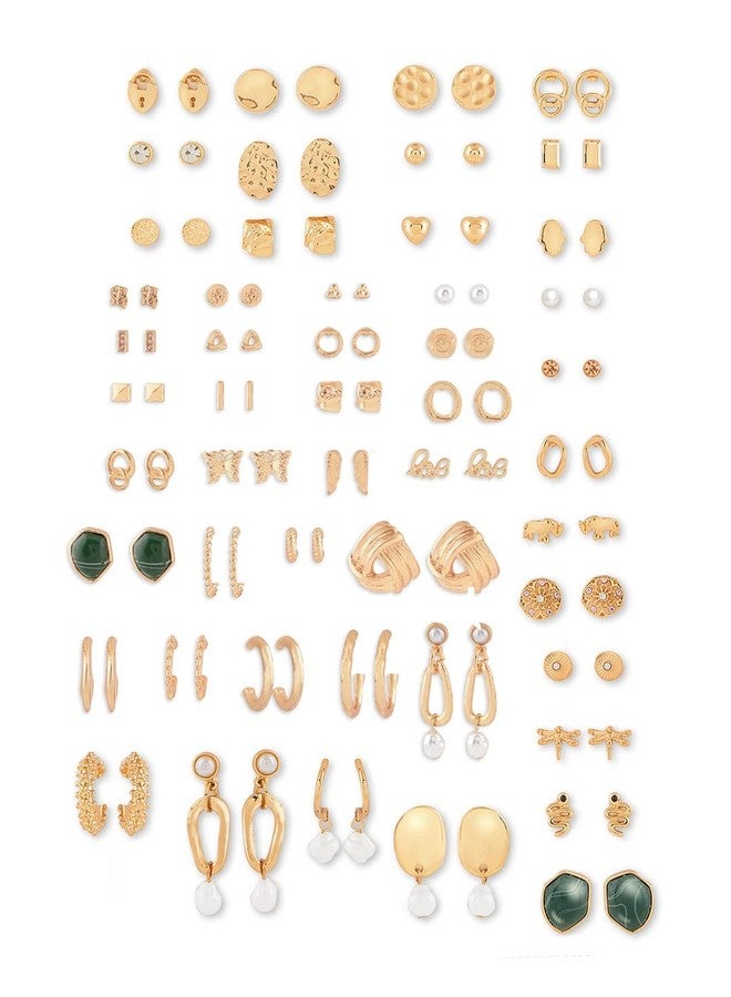 Zaveri Pearls مجموعة أقراط زافيري بيرلز العصرية المطلية بالذهب للنساء، 50 قطعة - ZPFK17224 - Image 1