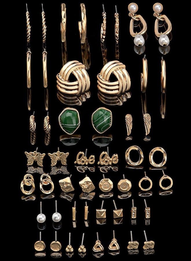 Zaveri Pearls مجموعة أقراط زافيري بيرلز العصرية المطلية بالذهب للنساء، 50 قطعة - ZPFK17224 - Image 2