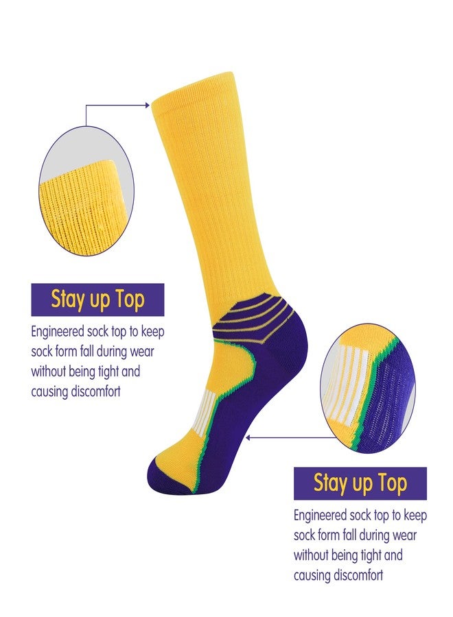 JOYNÉE Mens 6 Pack Athletic Performance Cushion Crew Socks for Running and Workout,Multicolor,Sock Size:10-13 - Image 4