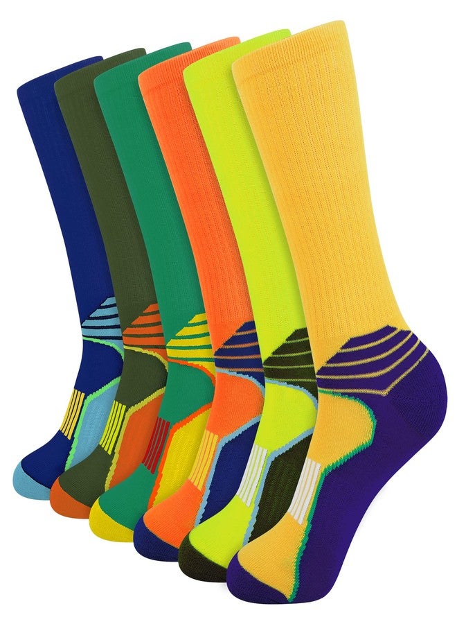JOYNÉE Mens 6 Pack Athletic Performance Cushion Crew Socks for Running and Workout,Multicolor,Sock Size:10-13 - Image 1