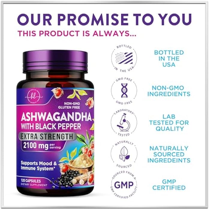 Hello Lovely! Ashwagandha Supplements for Women - Max Absorption with Black Pepper Extract - Extra Strength Ashwagandha Capsules with Plant Powder & Root Extract - Non-GMO, USA Bottled - 120 Vegetarian Capsules - Image 4