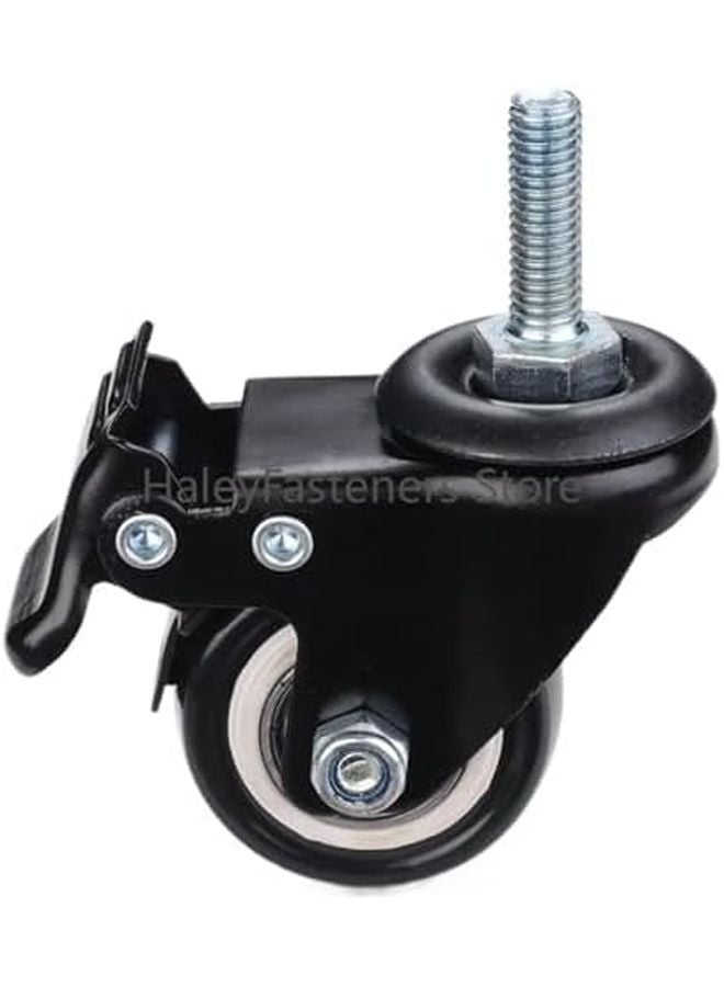 4Pcs Heavy Duty Swivel Castor Wheels 180kg Capacity M8 with Brake for Furniture - Image 3