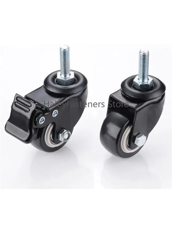 4Pcs Heavy Duty Swivel Castor Wheels 180kg Capacity M8 with Brake for Furniture - Image 4