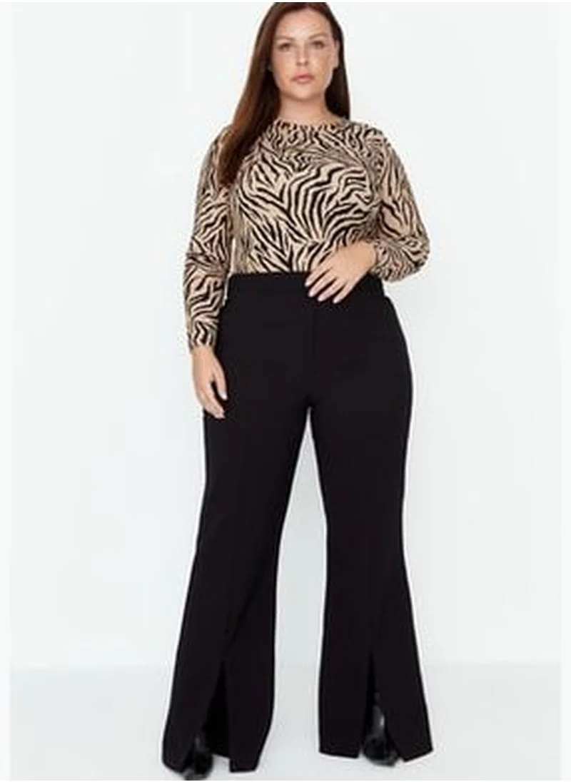 trendyol Black Wide Leg Woven Trousers With Slit Detailed Legs TBBAW23AR0008