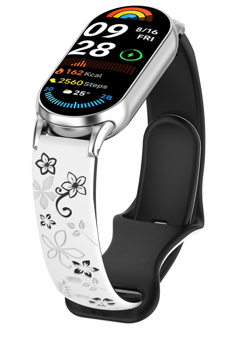 XM New Laser Carved Flower Dual Color Silicone Strap Suitable For Xiaomi Wristband 8/9 - Image 2