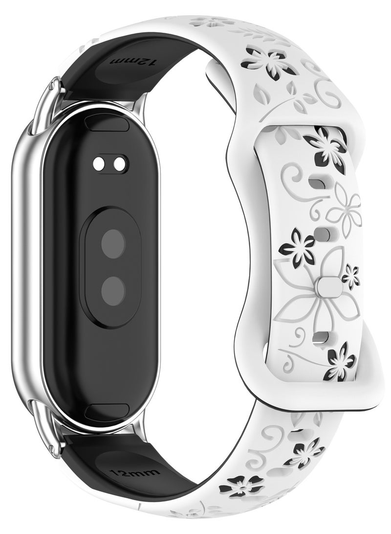 XM New Laser Carved Flower Dual Color Silicone Strap Suitable For Xiaomi Wristband 8/9 - Image 3