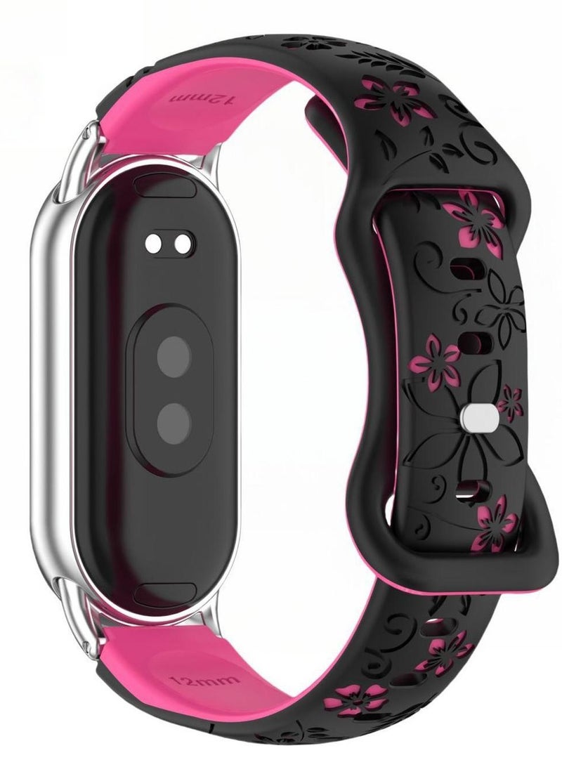 XM New Laser Carved Flower Dual Color Silicone Strap Suitable For Xiaomi Wristband 8/9 - Image 5