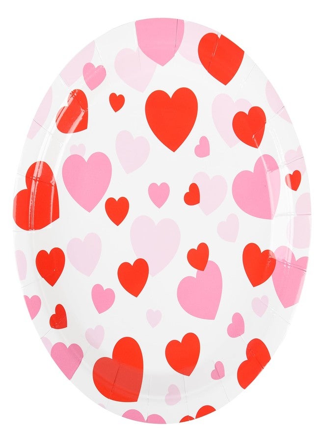 Elyxio Red Pink Hearts Paper Plates Valentine's Day Disposable Party Plates 7 Inch Heart Love Round Dessert Plate for Holiday Anniversary Birthday Wedding Party Table Supplies (24) - Image 1