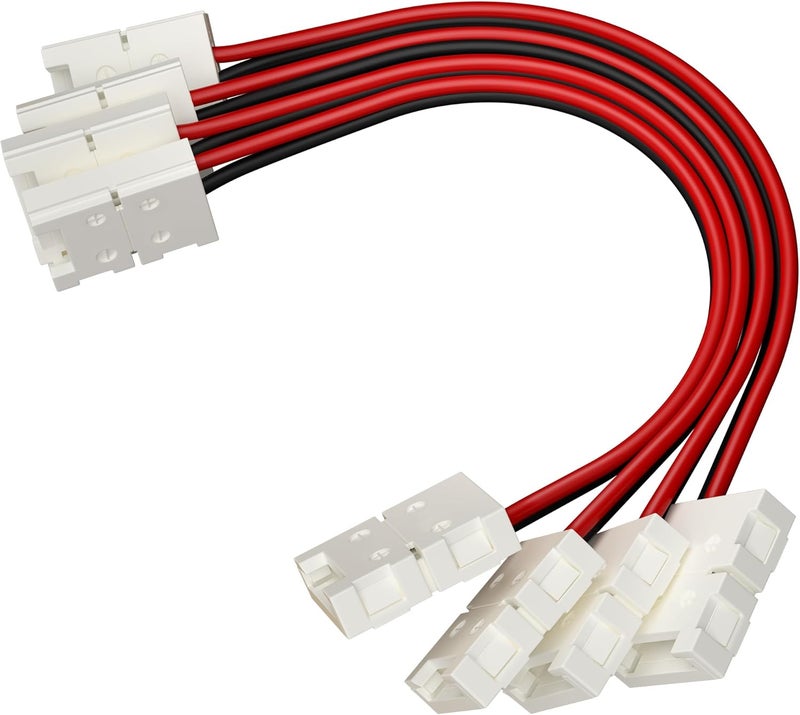 HitLights LED Light Strip Connector, 8mm Single Color 3528-6 Inch Any Angle Strip to Strip, 4 Pack - Image 1