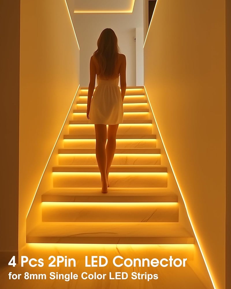 HitLights LED Light Strip Connector, 8mm Single Color 3528-6 Inch Any Angle Strip to Strip, 4 Pack - Image 4