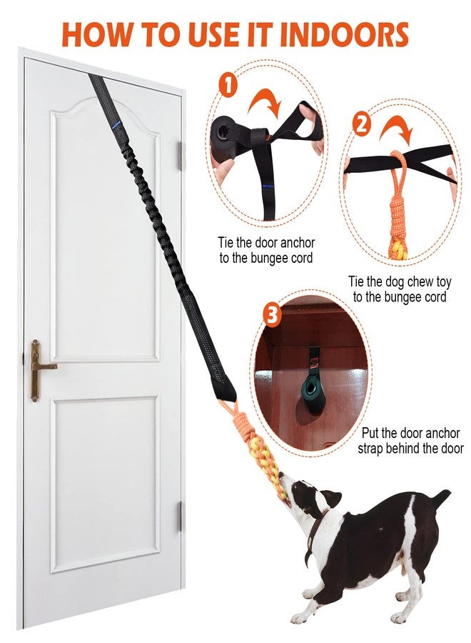 KATOLK Door Anchor Dog Hanging Bungee Tug Toy for Small Dog Pull Rope and Tug of War, Indoor Outdoor Pull Interactive Toy, Durable Retractable Tugger Dog Rope Toy with 2 Chew Toys for Dogs and Cats - Image 4