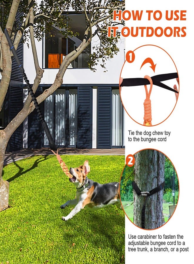 KATOLK Door Anchor Dog Hanging Bungee Tug Toy for Small Dog Pull Rope and Tug of War, Indoor Outdoor Pull Interactive Toy, Durable Retractable Tugger Dog Rope Toy with 2 Chew Toys for Dogs and Cats - Image 5