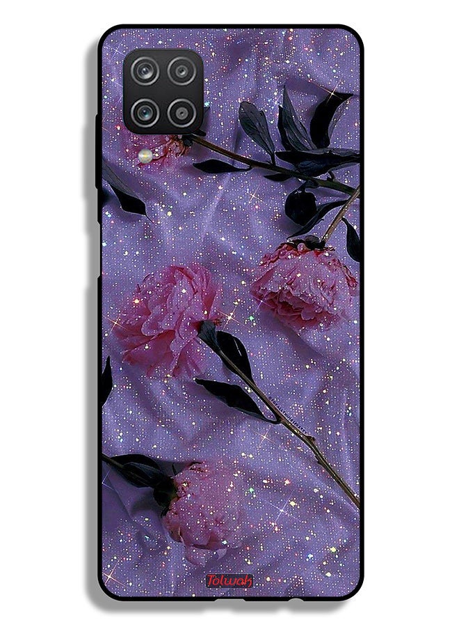 Tolwak غطاء حماية لسامسونج جالاكسي A12 مزين بالورود اللامعة - Image 1
