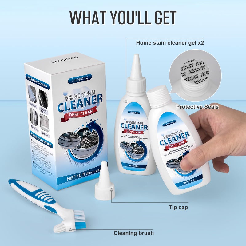 Leopong Leopong Home Cleaner Gel, Effective Cleaner for Washing Machine, Refrigerator Strips, Grout Cleaner Household Shower, Kitchen Sinks, Walls, Tiles, Bathrooms- 10 fl oz  - Image 5