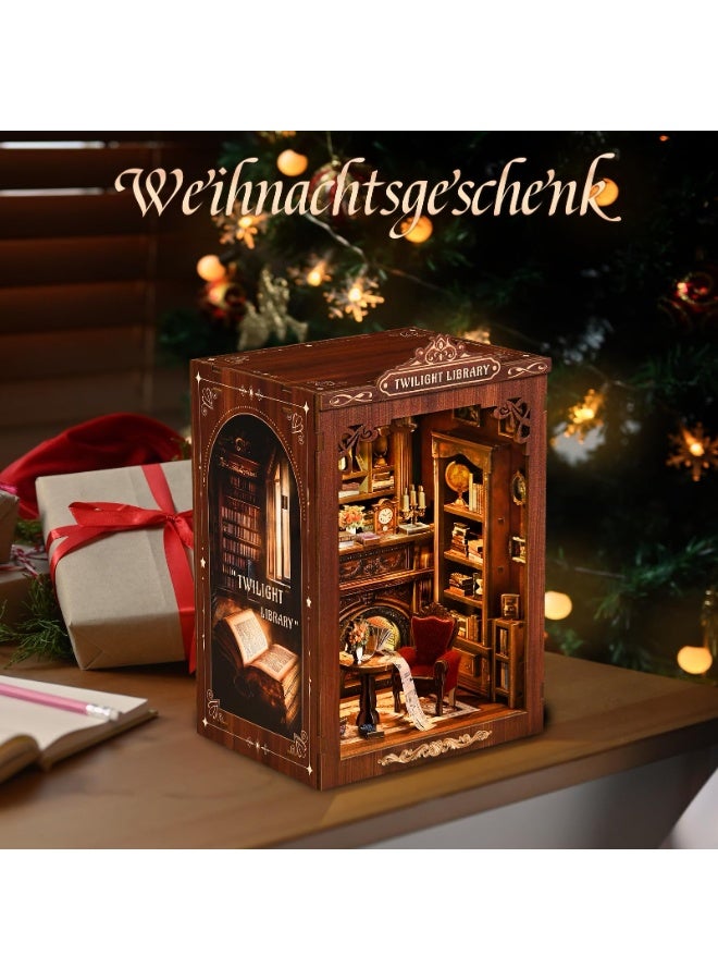 عام طابق مفاجأة DIY ثلاثي الأبعاد - نموذج مصغر خشبي للبالغين والمراهقين والمبتدئين، مجموعة بيوت صغيرة لتزيين رف الكتب، هدية محبوبة للعائلة والأصدقاء وعشاق الكتب. - Image 5