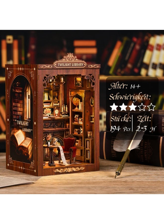 عام طابق مفاجأة DIY ثلاثي الأبعاد - نموذج مصغر خشبي للبالغين والمراهقين والمبتدئين، مجموعة بيوت صغيرة لتزيين رف الكتب، هدية محبوبة للعائلة والأصدقاء وعشاق الكتب. - Image 4