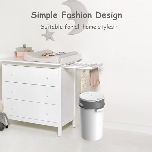 Bellababy Diaper Pail, Upgrade Baby Diaper Bin with Double Odor Locking, Includes 4 Refills (270 inches/pcs), Compact Design for Nursery - Image 4