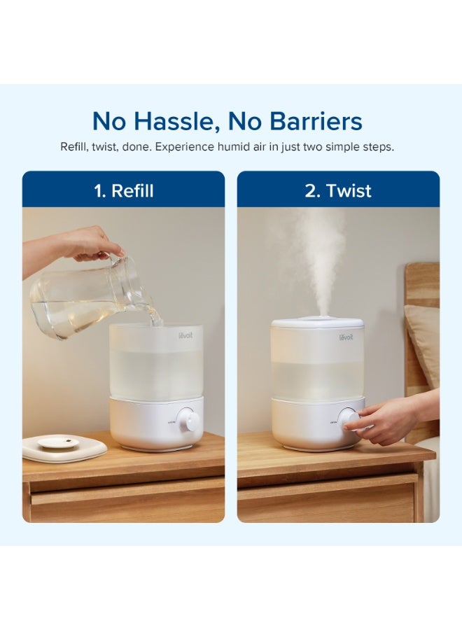 LEVOIT Top Fill Humidifier for Bedroom, 2.5L Tank for Large Room, Easy to Fill and Clean, 26dB Quiet Air Humidifier for Home - Image 2