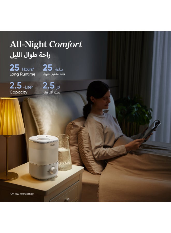 LEVOIT Top Fill Humidifier for Bedroom, 2.5L Tank for Large Room, Easy to Fill and Clean, 26dB Quiet Air Humidifier for Home - Image 5