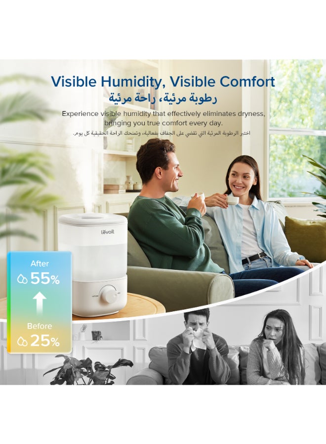 LEVOIT Top Fill Humidifier for Bedroom, 2.5L Tank for Large Room, Easy to Fill and Clean, 26dB Quiet Air Humidifier for Home - Image 2