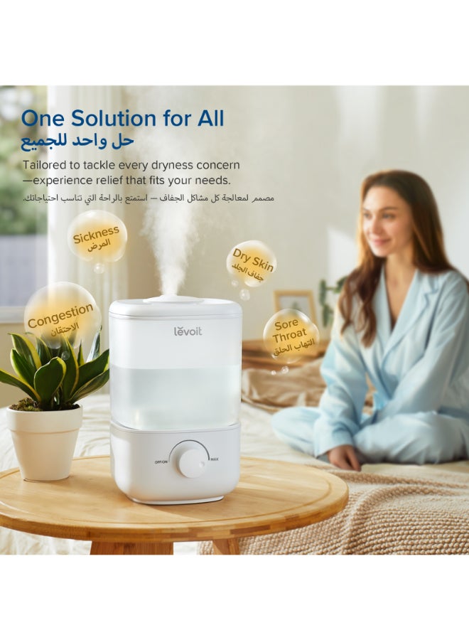 LEVOIT Top Fill Humidifier for Bedroom, 2.5L Tank for Large Room, Easy to Fill and Clean, 26dB Quiet Air Humidifier for Home - Image 4