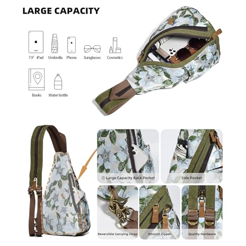KL928 Canvas Sling Bag - Small Crossbody Backpack Shoulder Casual Daypack Rucksack for Men Women(Large Version) - Image 4