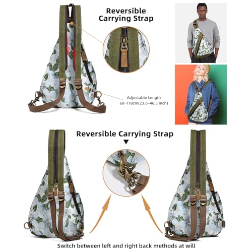 KL928 Canvas Sling Bag - Small Crossbody Backpack Shoulder Casual Daypack Rucksack for Men Women(Large Version) - Image 3