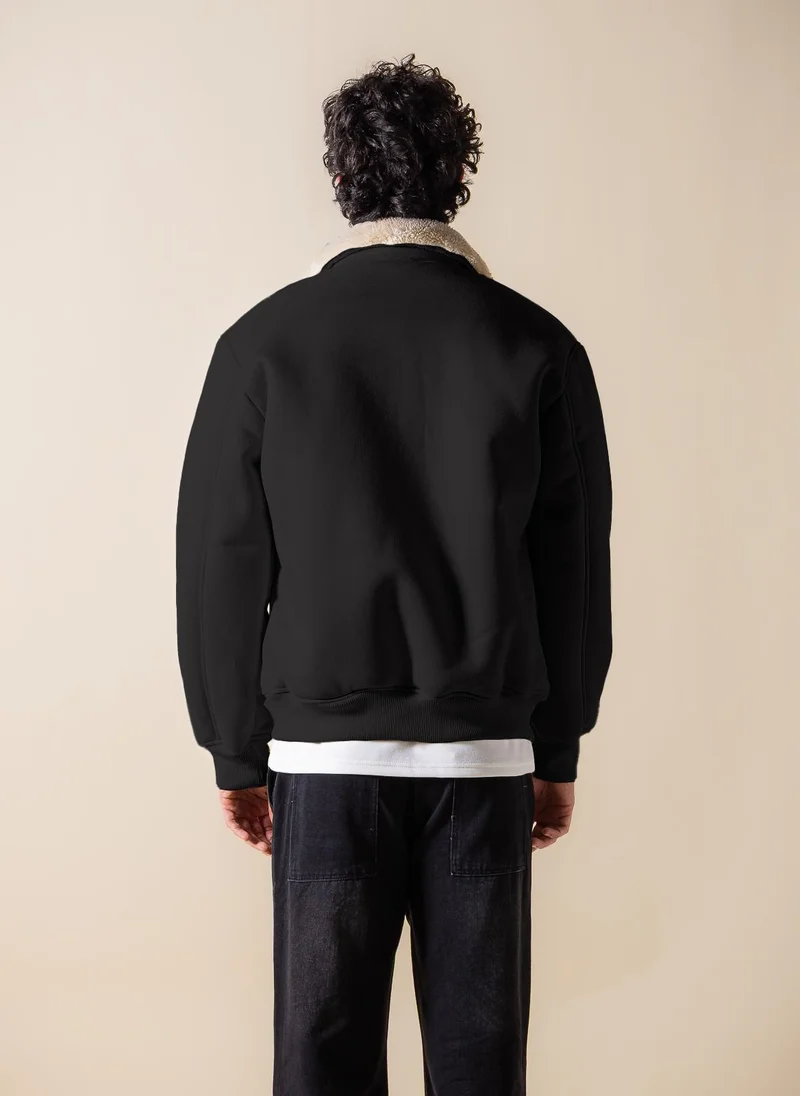 SHAPES SUEDE FAUX FUR ZIP-UP JACKET