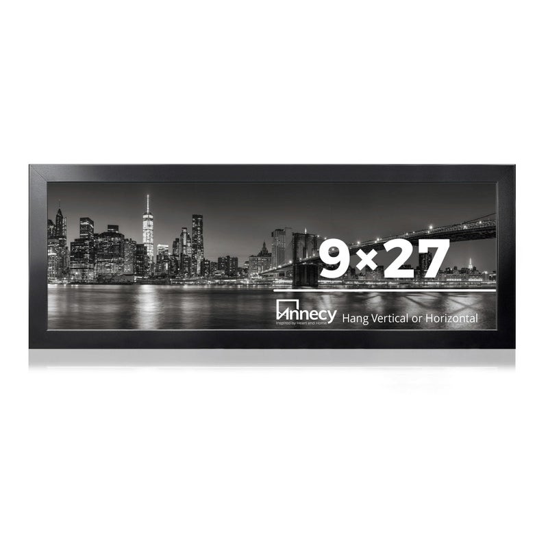 Annecy 9x27 Picture Frame Black1 Pack Panoramic Picture Frame for Wall Decoration Classic Black Minimalist Style Suitable for Decorating Houses Offices Hotels